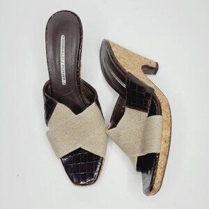 Donald J Pliner Faux Croc Wedge Slide Sandal